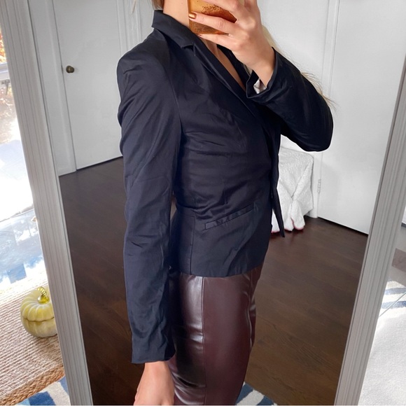🖤 H&M BLACK CLASSIC SATIN COTTON BLEND BLAZER JACKET! - Picture 3 of 15